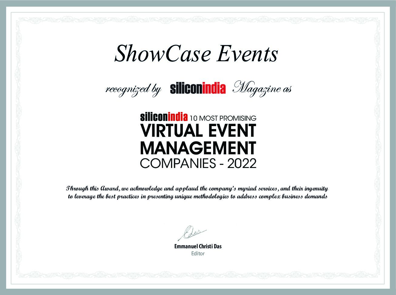certificate-ShowCase Events